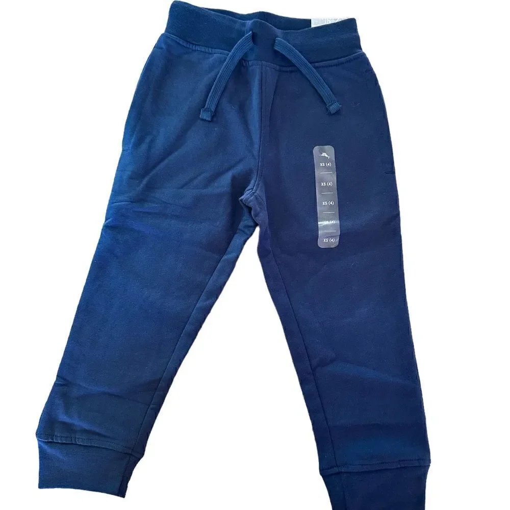 NWT - Tommy Bahama Boys 2 pc Set Navy Blue Joggers/Short Sleeve Shirt - Size 4